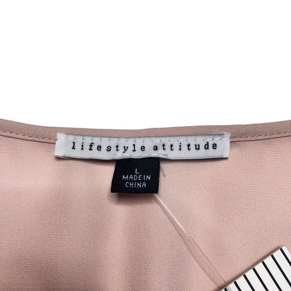 Romantic Feminine Pink Pintuck Blouse Sz L NWT - Picture 7 of 10